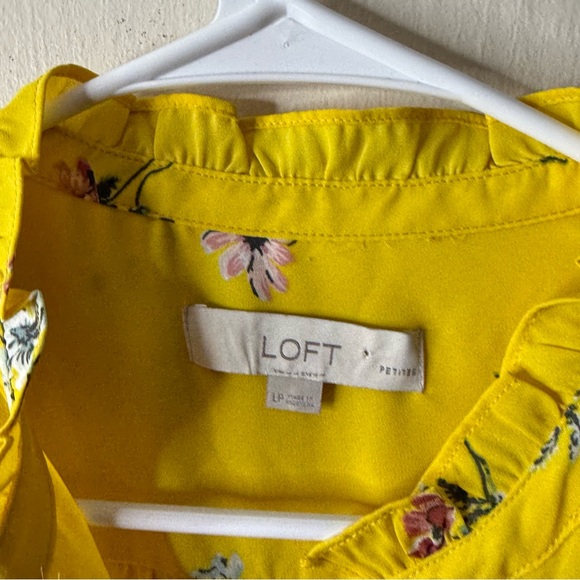Loft Yellow Floral Ruffle Sleeveless Tank Top - Picture 3 of 6